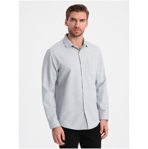 Světle šedá pánská žíhaná košile Ombre Clothing