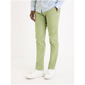 Světle zelené pánské chino kalhoty Celio Tocharles