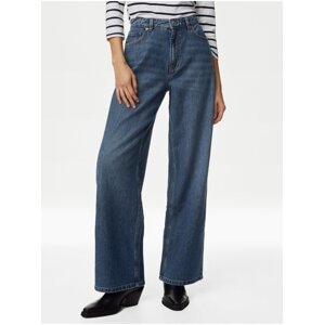 Modrá dámské široké džíny s vysokým pasem Marks & Spencer