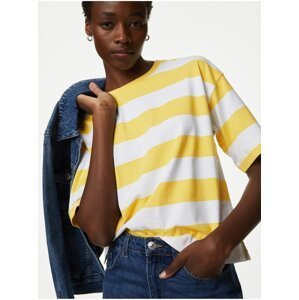 Proužkované tričko z čisté bavlny Marks & Spencer žlutá