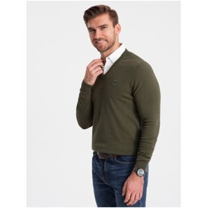 Zelený pánský svetr s košilovým límcem Ombre Clothing