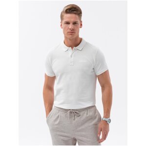 Krémové pánské polo tričko Ombre Clothing