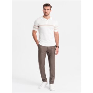 Hnědé pánské slim fit chino kalhoty Ombre Clothing