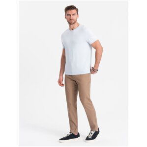 Světle hnědé pánské slim fit chino kalhoty Ombre Clothing