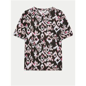 Růžovo-černé dámské vzorované tričko Marks & Spencer