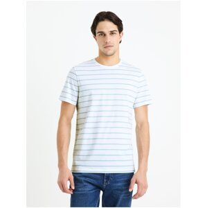 Modro-bílé pánské basic pruhované tričko Celio Gebaser