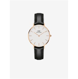 Černé unisex kožené hodinky Daniel Wellington Petite