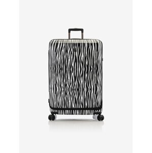 Bílo-černý cestovní kufr se zvířecím vzrorem Heys EZ Fashion L Zebra