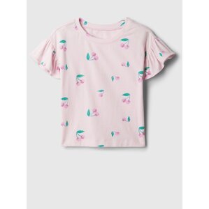 Růžové holčičí vzorované tričko s volánky GAP