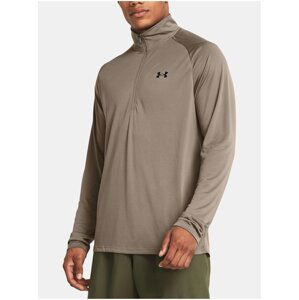 Hnědé sportovní tričko Under Armour UA Tech 2.0 1/2 Zip