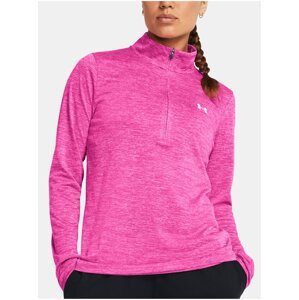 Tmavě růžové sportovní tričko Under Armour Tech 1/2 Zip- Twist