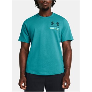 Petrolejové sportovní tričko Under Armour UA Rival Terry SS Colorblock