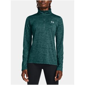 Tmavě zelené sportovní tričko Under Armour Tech 1/2 Zip- Twist