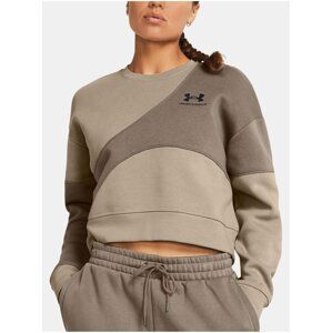 Světle hnědá mikina Under Armour Essential Fleece Crop Crew