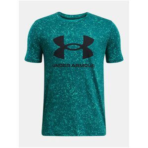 Petrolejové vzorované tričko Under Armour UA SPORSTYLE LOGO AOP SS