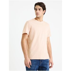 Růžové pánské basic tričko Celio Tebase