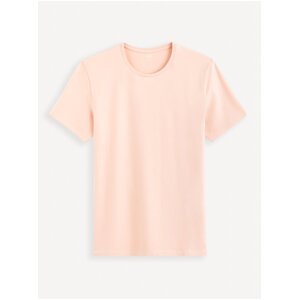 Růžové pánské basic tričko Celio Neunir