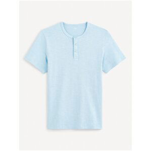 Světle modré pánské basic tričko Celio Genperle