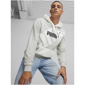 Světle šedá pánská žíhaná mikina s kapucí Puma Power Power Graphic Hoodie