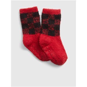 Spodní prádlo - Dětské kostkované ponožky Červená