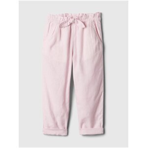 Světle růžové holčičí kalhoty s příměsí lnu GAP