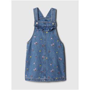 Modré holčičí květované džínové šaty s laclem GAP