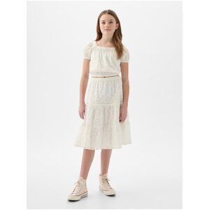 Bílá holčičí krajková sukně s volánem GAP
