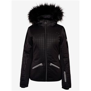 Černá dámská vzorovaná lyžařská bunda s kapucí a umělým kožíškem Dare 2B Prestige