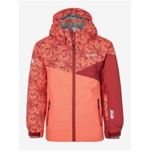 Červeno-oranžová holčičí vzorovaná lyžařská bunda Kilpi SAARA-JG
