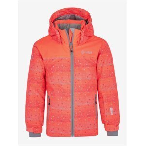 Oranžovo-růžová holčičí vzorovaná lyžařská bunda Kilpi Jenova