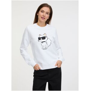 Bílá dámská mikina KARL LAGERFELD Ikonik 2.0 Choupette