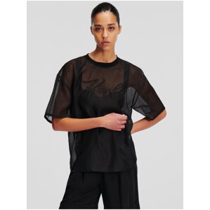 Černé dámské oversize tričko KARL LAGERFELD Organza T-shirt