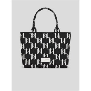 Bílo-černá dámská vzorovaná kabelka KARL LAGERFELD Monogram Knit