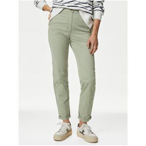 Světle zelené dámské slim fit chino kalhoty Marks & Spencer