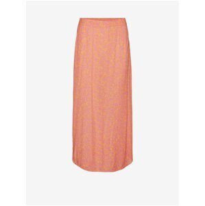 Růžovo-oranžová dámská květovaná maxi sukně Vero Moda Menny