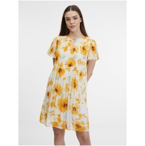 Béžovo-žluté dámské květované šaty ORSAY
