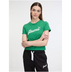 Zelené dámské tričko Puma ESS+ Script Tee