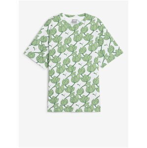 Bílo-zelené dámské vzorované tričko Puma ESS+ Blossom AOP Tee