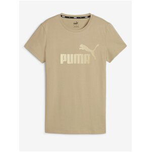 Béžové dámské tričko Puma ESS+ Metallic Logo Tee