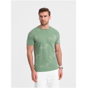 Světle zelené pánské vzorované tričko Ombre Clothing