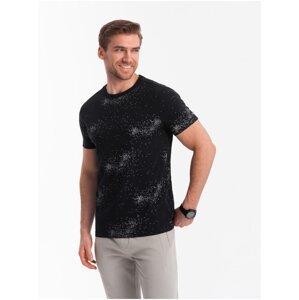 Černé pánské vzorované tričko Ombre Clothing