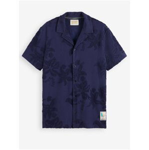 Tmavě modrá pánská košile Scotch & Soda Terry Jacquard