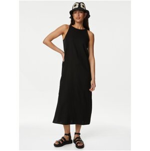 Černé dámské šaty s příměsí lnu Marks & Spencer