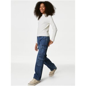Tmavě modré holčičí široké džíny Marks & Spencer