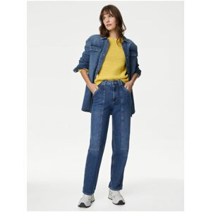 Tmavě modré dámské kapsáčové straight fit džíny Marks & Spencer