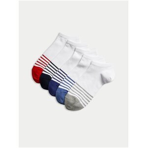 Sada pěti párů ponožek v bílé barvě Trainer Liner™ Marks & Spencer Cool & Fresh™