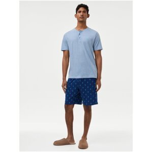 Modrá pánské pyžamo s motivem kaktusů Marks & Spencer