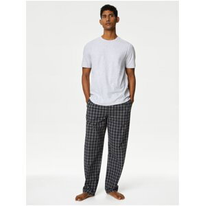 Kostkovaná pyžamová souprava z čisté bavlny Marks & Spencer šedá