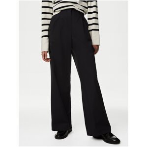 Černé dámské široké kalhoty s vysokým pasem Marks & Spencer