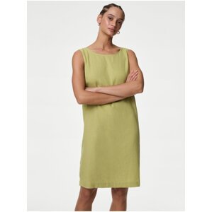 Světle zelené dámské šaty s příměsí lnu Marks & Spencer